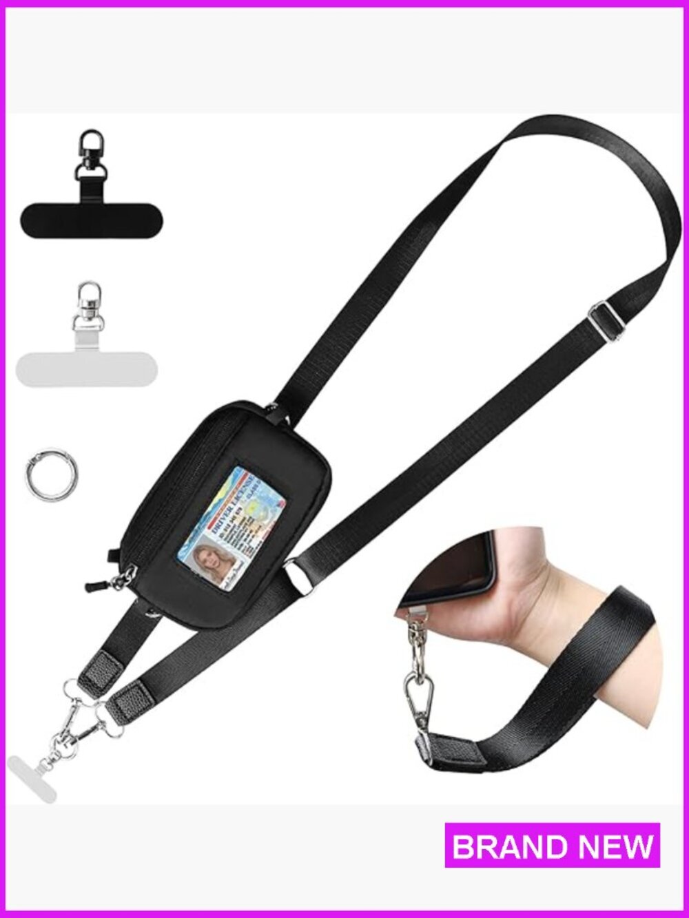 Adjustable Phone Strap Crossbody with Detachable RFID Wallet Lanyard